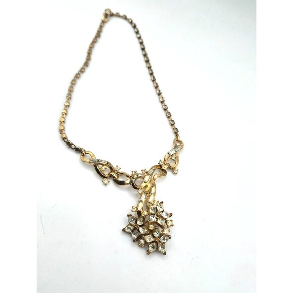 Vintage ALFRED PHILLIPE Crown Trifari Necklace – Patent Pending, Rhinestone Drop - Picture 2 of 8